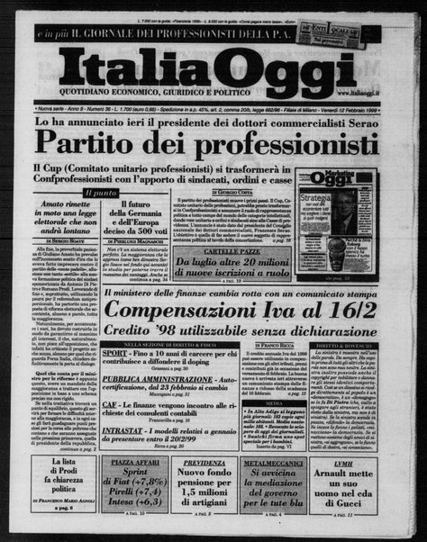 Italia oggi : quotidiano di economia finanza e politica